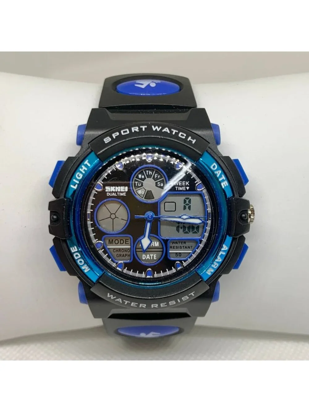 Skmei men’s watch analog digital two tone 43mm quartz multifunction running